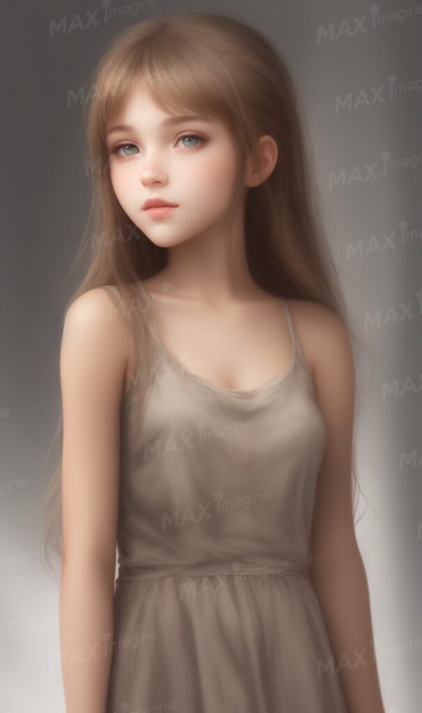 Pure Beauty: Stunning Brown-Haired Girl Illustration