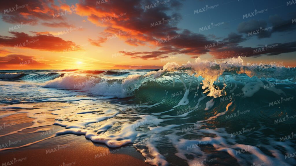 Spectacular Tropical Sunset Beach with High Waves