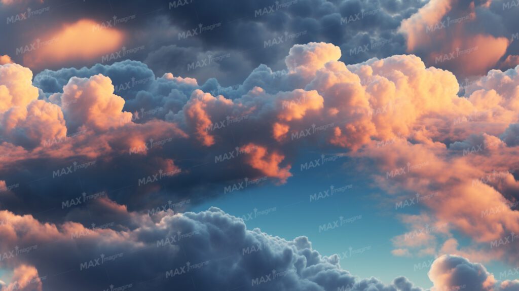Artistic Blue Sky with Dramatic Mackerel Clouds and Stunning Sunset Glow