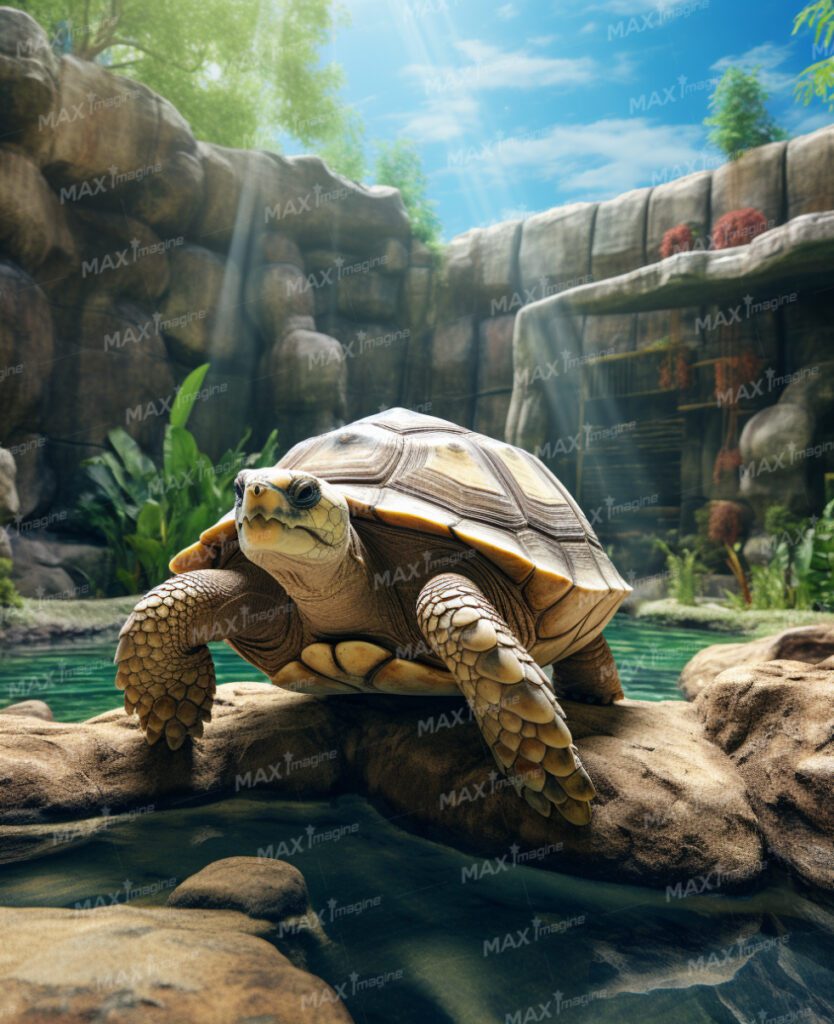 African Turtle: Captivating Wildlife Photo by the Water in Zoo, Safari, and Jungle