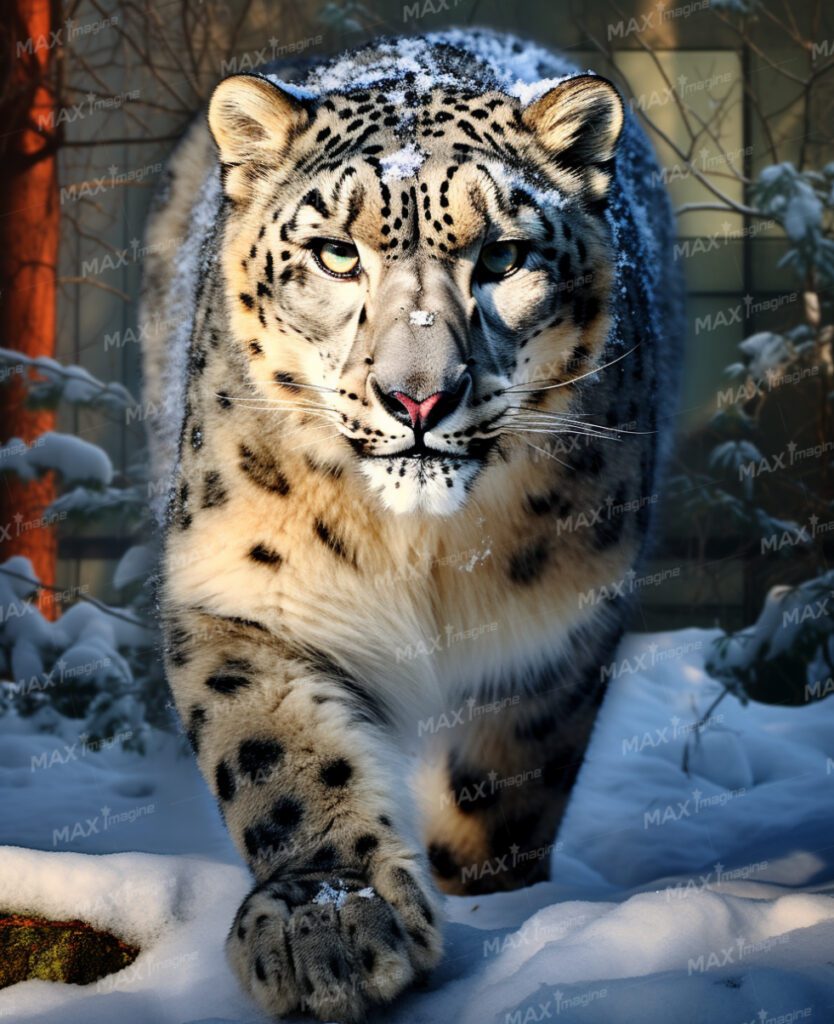 African Snow Leopard: Winter Zoo, Safari, Jungle Photo
