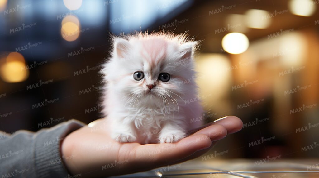 “World’s Tiniest White Kitten: Adorable Miniature on a Palm