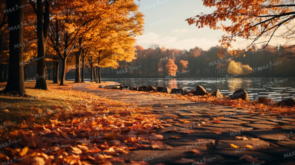Romantic Autumn Stroll by the Riverside: Tranquil Beauty